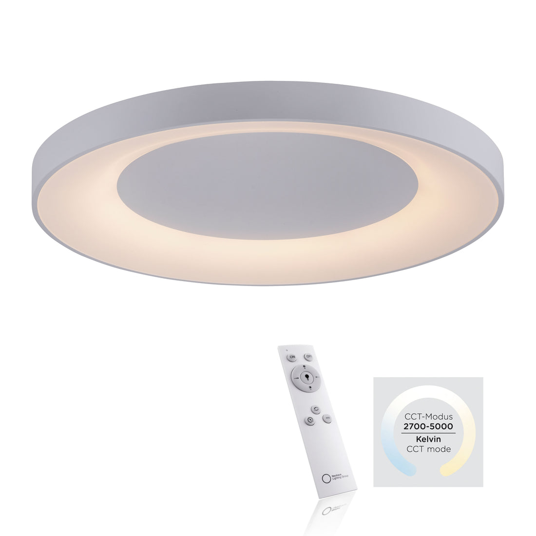Plafonnier Anika blanc, L 70 cm
