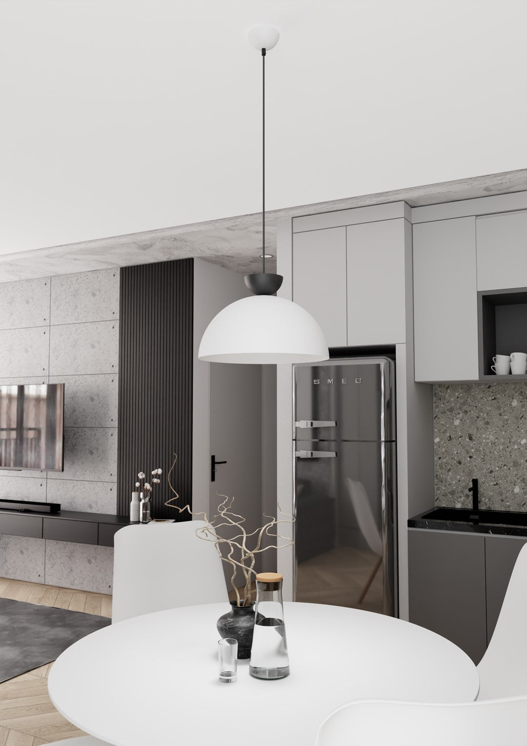 Lunaro black and white pendant light, 1 light, size L