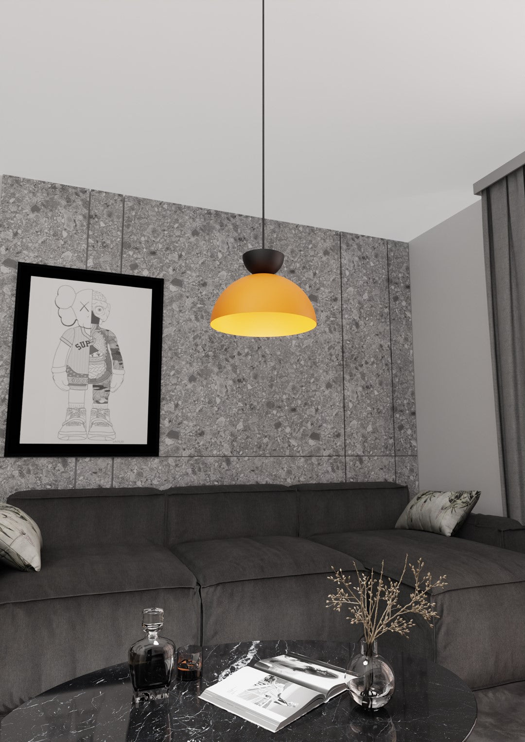 Black and orange Lunaro pendant light