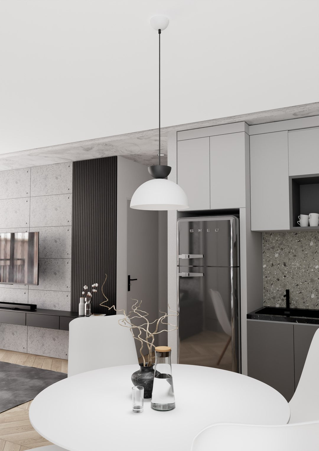 Lunaro pendant light, black and white, size S