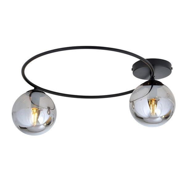 Sopra 2-light flush mount black, graphite glass