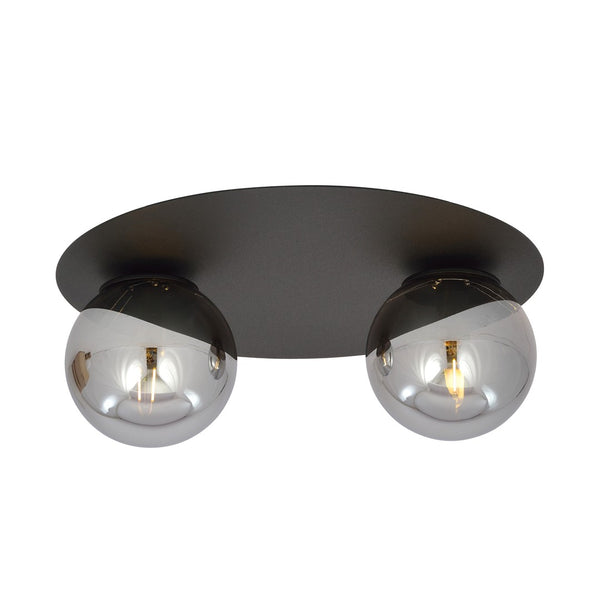 Solar 2-light flush mount black, graphite glass