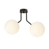Nova 2-light pendant, black, opal glass