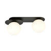 Plaza 2-light flush mount black, opal glass