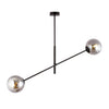 2-light linear pendant, black, graphite glass