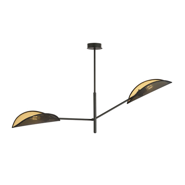 Vene 2-light pendant lamp, black and gold