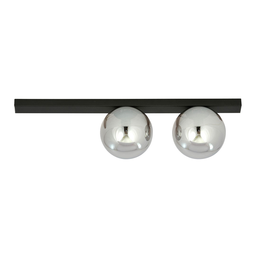 Fit 2-light flush mount black, graphite glass
