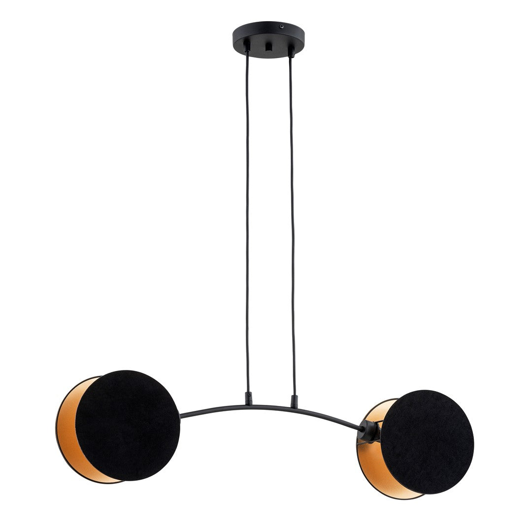 Black and gold 2-light pendant lamp