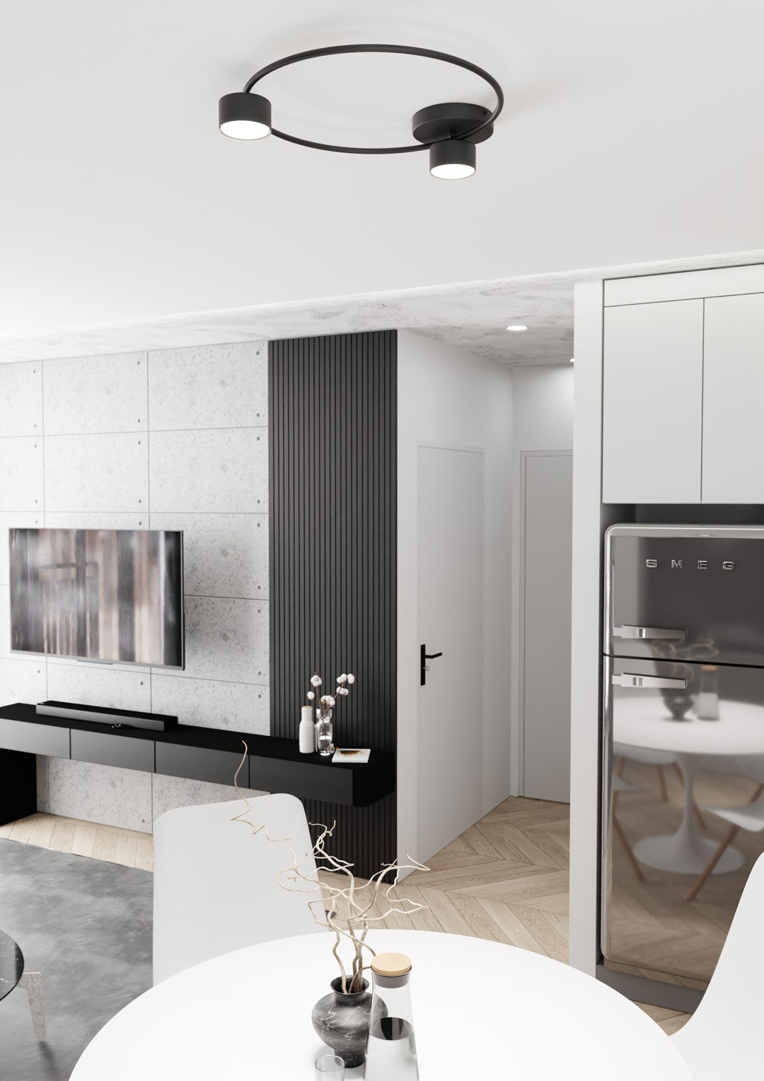 Lucio 2-light flush mount black