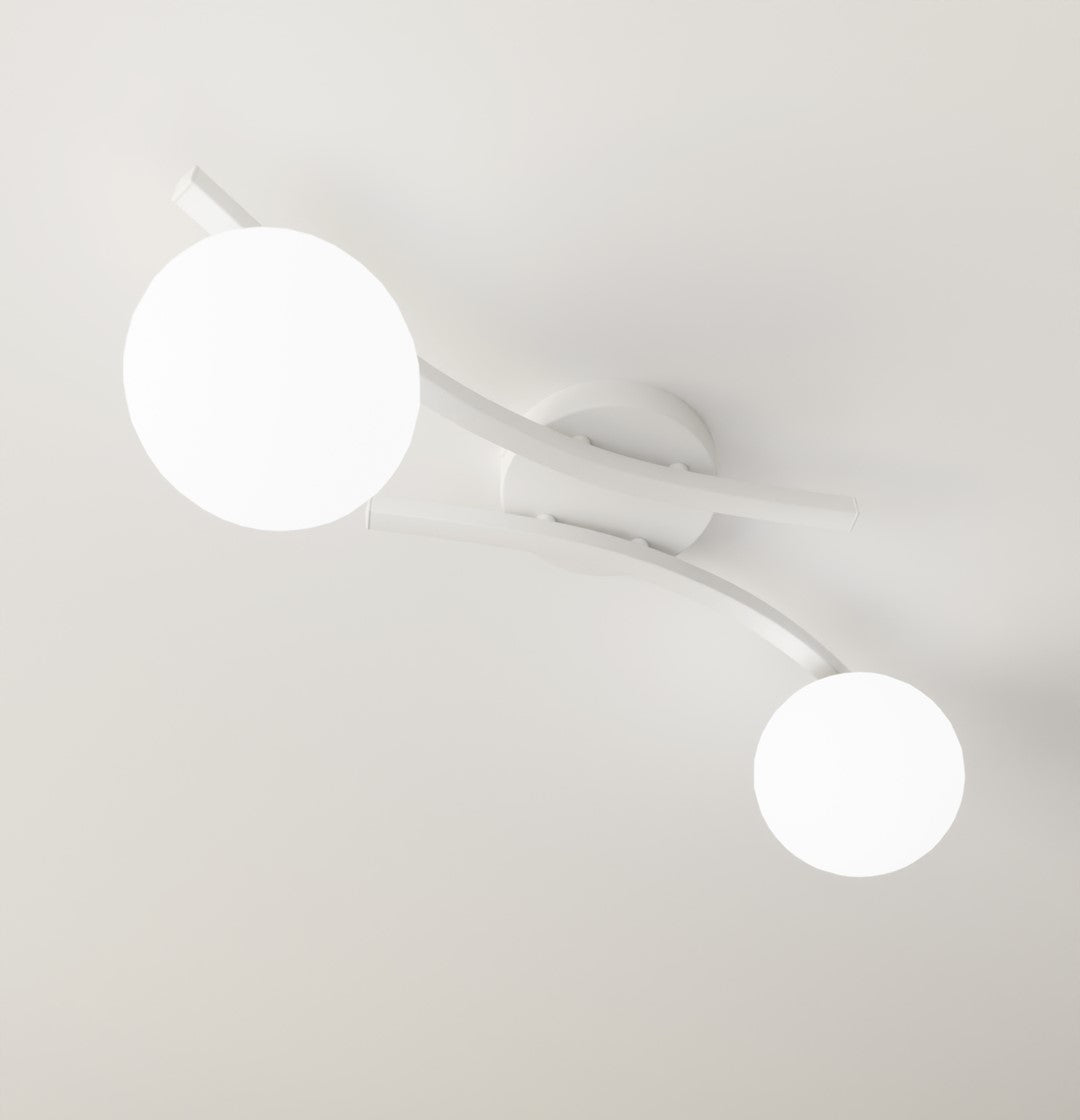 Opus 2-light pendant, white, opal glass