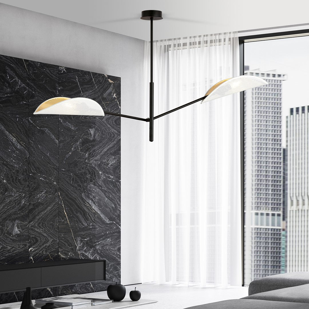 Vene 2-light flush mount white and gold