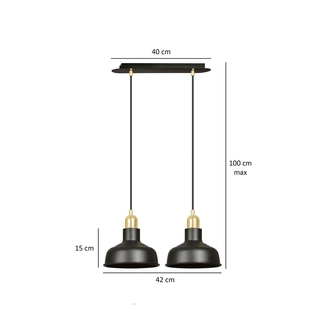 Ibor 2-light black pendant light