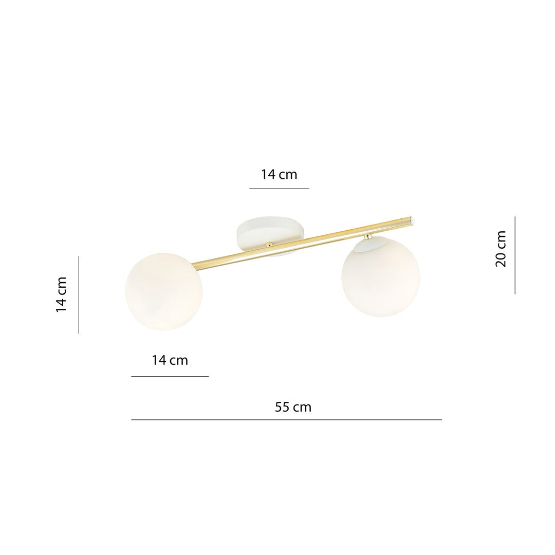 Schéma coté du plafonnier, largeur 55 cm et hauteur 20 cm