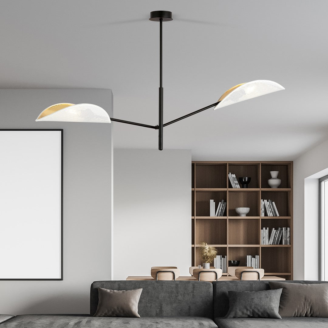 Vene 2-light flush mount white and gold