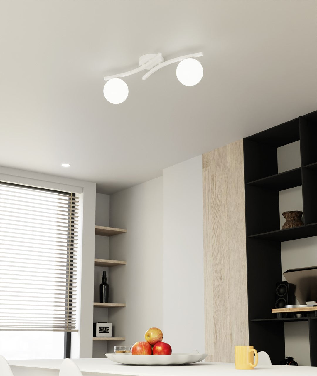 Opus 2-light pendant, white, opal glass
