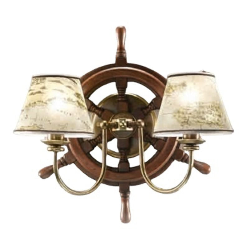 Applique murale Porto 2 en laiton, brun, 2 lumières, Ø 43 cm