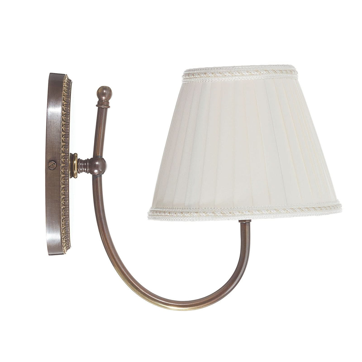 Applique murale Classic en tissu, ivoire et laiton ancien, hauteur 25 cm