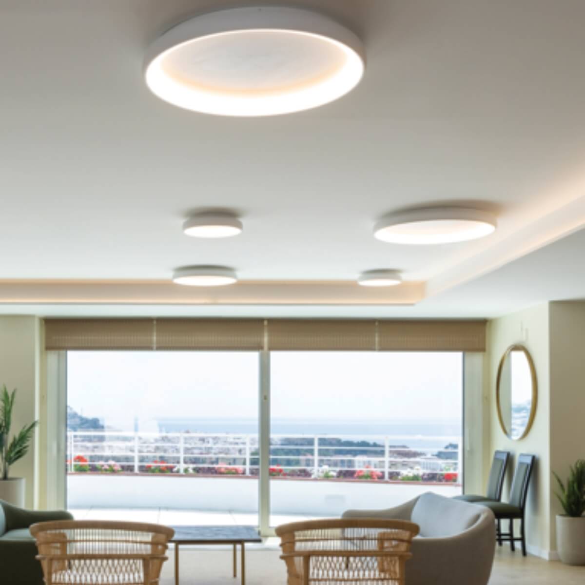 Plafonnier ZAMBELIS D600 43W DESIGN Blanc Sable 2049