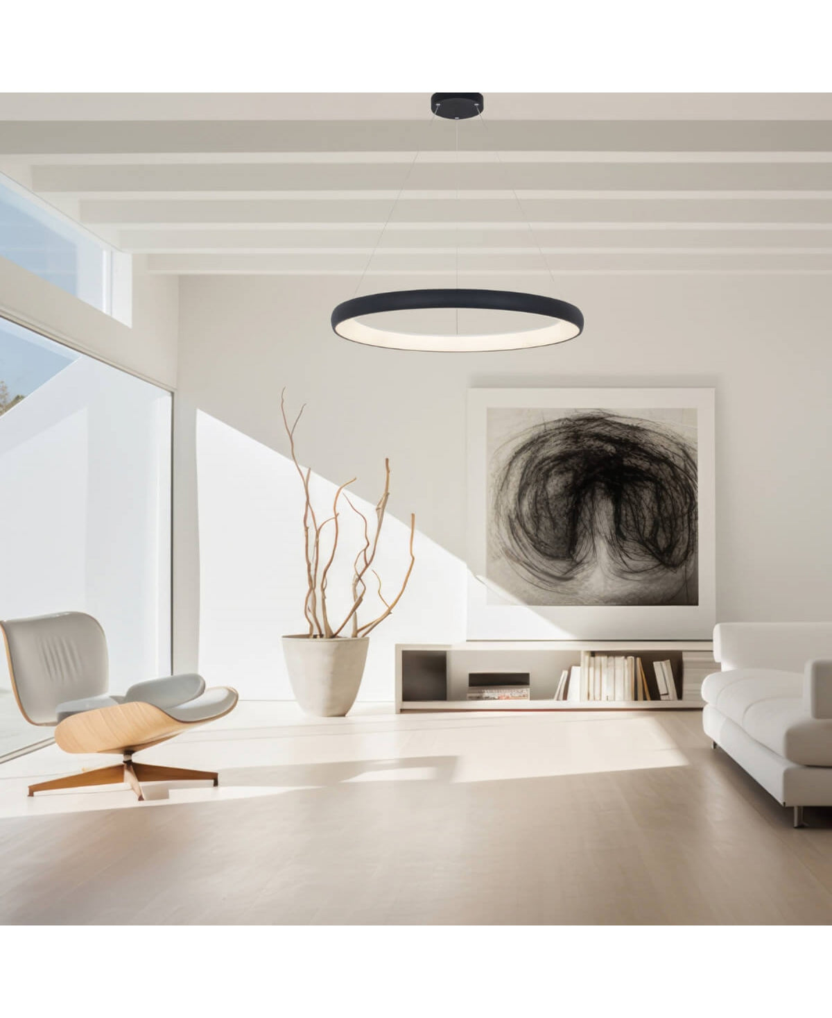 Suspension ZAMBELIS D800 60W Dimmable DESIGN Noir Sable 2060