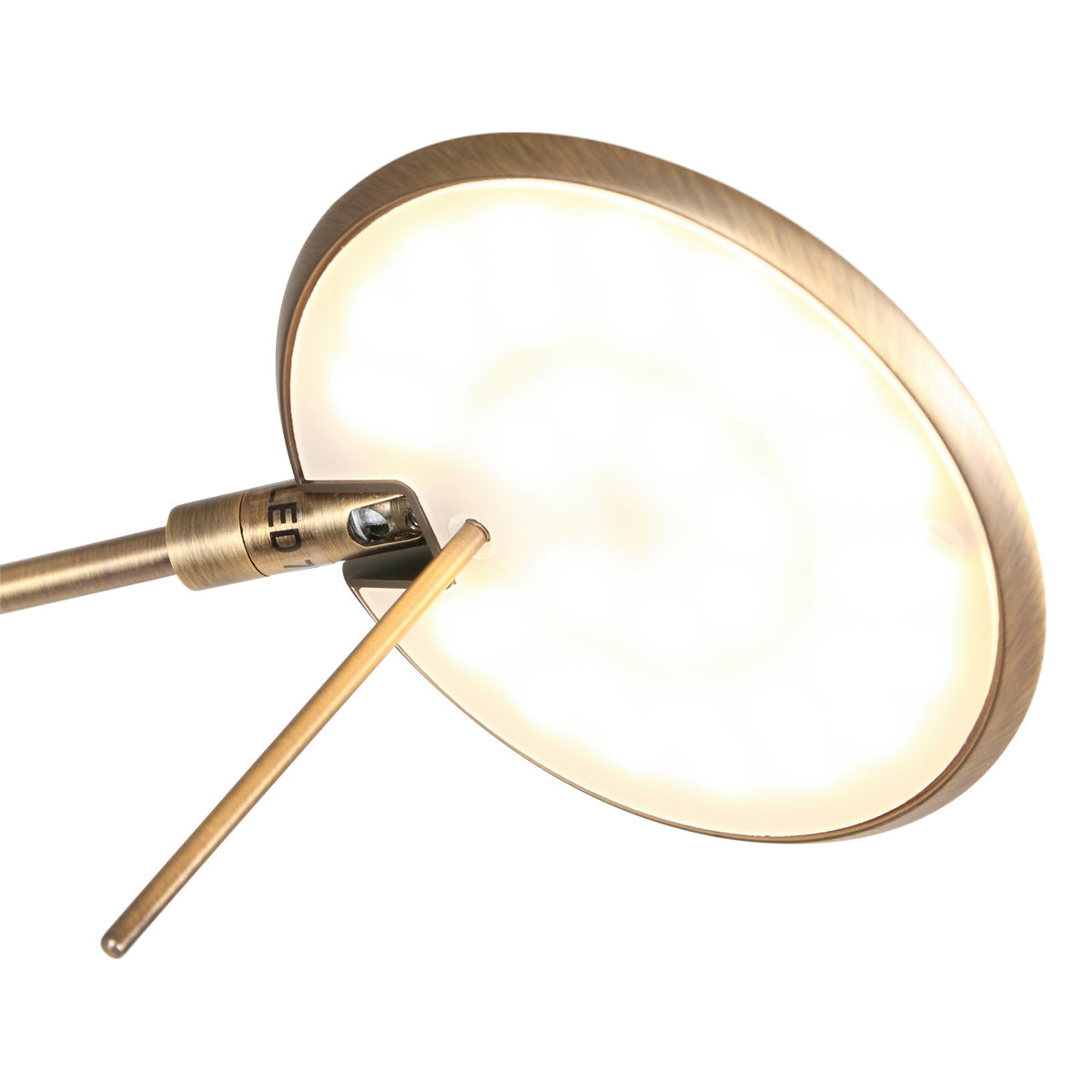Tête LED disque allumée de l'applique liseuse Zodiac, lumière blanc chaud – Designix.fr