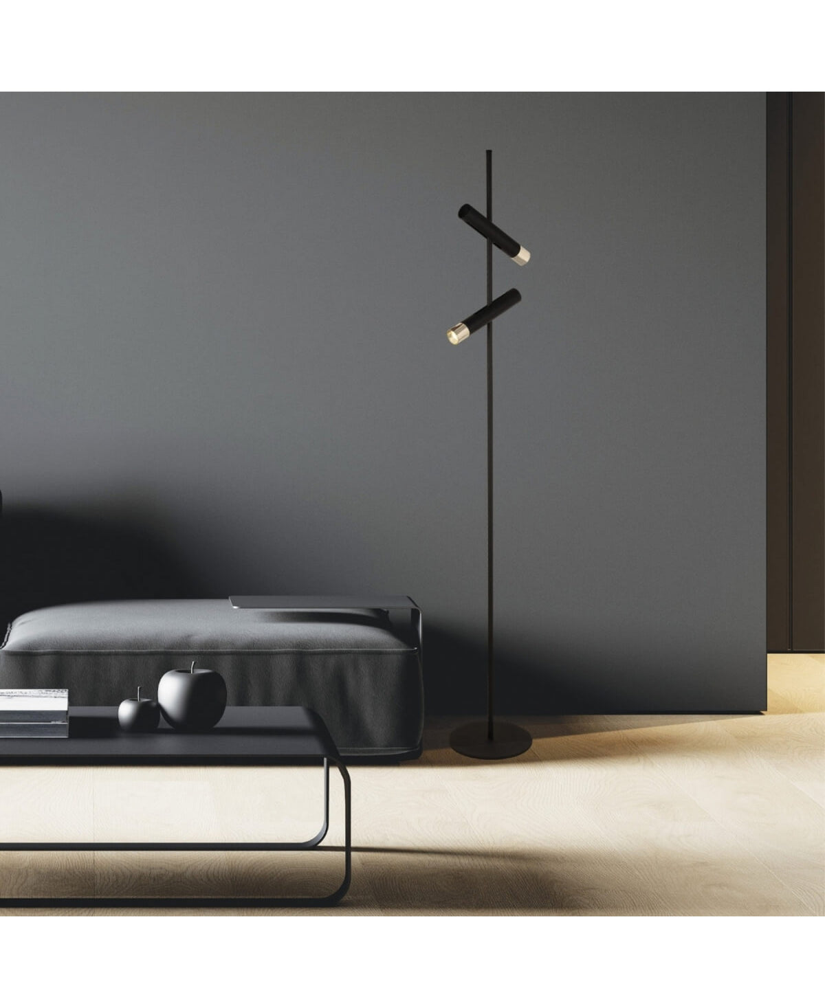 Lampe sur pied ZAMBELIS 7W DESIGN Noir Sable et Dore Mat 22032