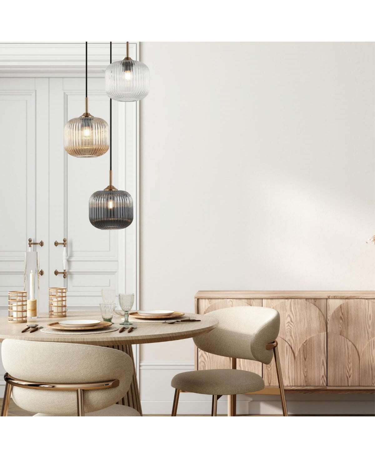 Suspension ZAMBELIS D400 3xE27 DESIGN Champagne et Laiton Sans Source 22073