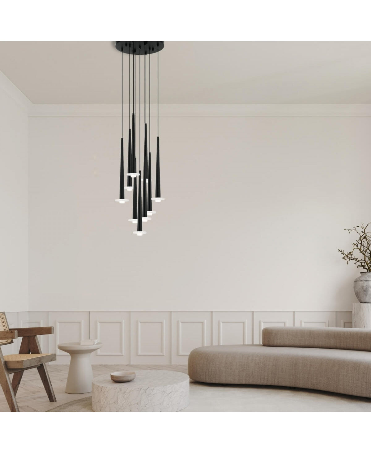 Suspension ZAMBELIS D70 25W DESIGN Noir Sable et Marbre Blanc 22113