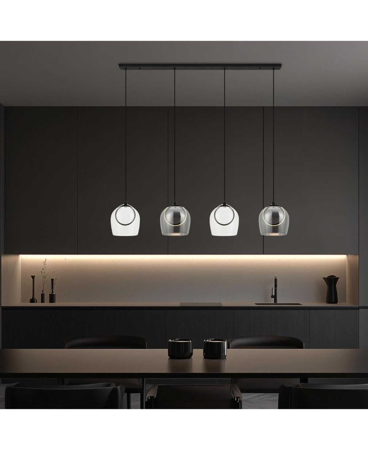 Suspension ZAMBELIS 22W DESIGN Noir Fume et Noir Mat 23082