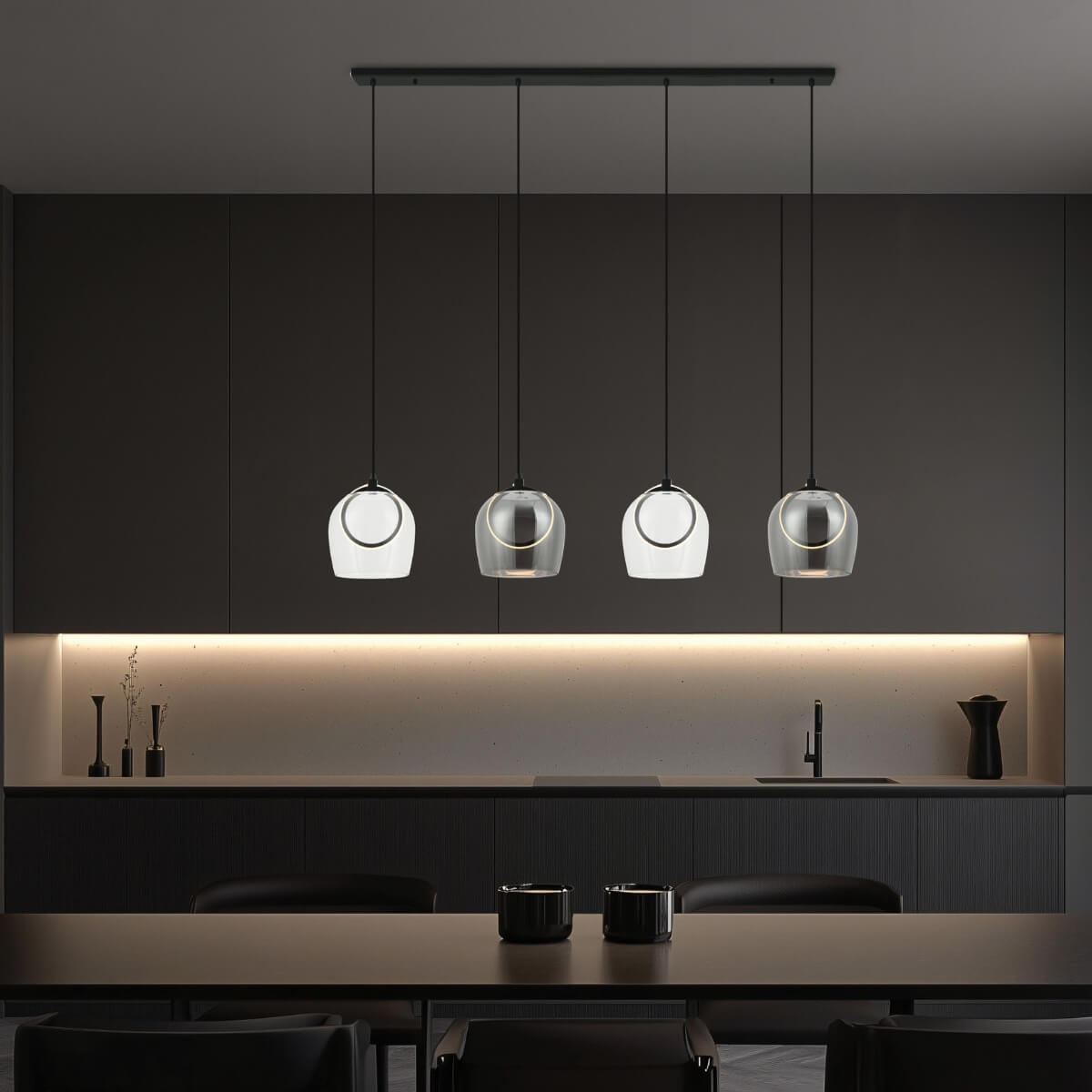 Suspension ZAMBELIS 22W DESIGN Noir Fume et Noir Mat 23082