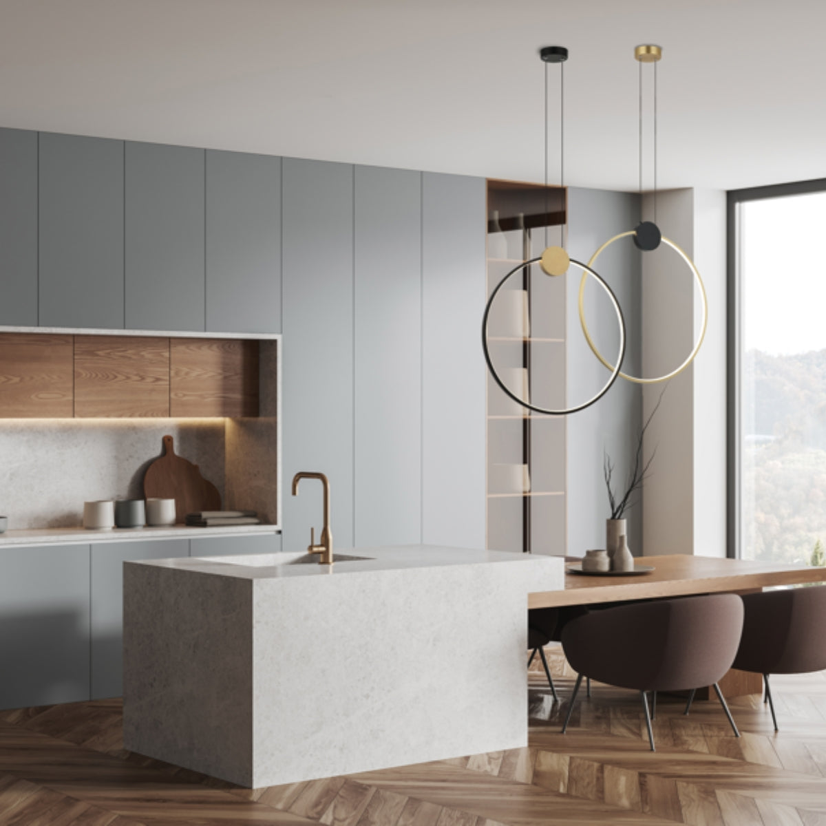 Suspension ZAMBELIS 24W D600 Dimmable DESIGN Dore et Noir Mat 23095