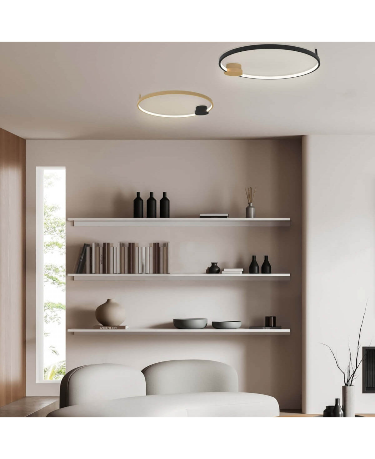 Plafonnier ZAMBELIS D640 24W Dimmable DESIGN Noir Mat et Or Mat