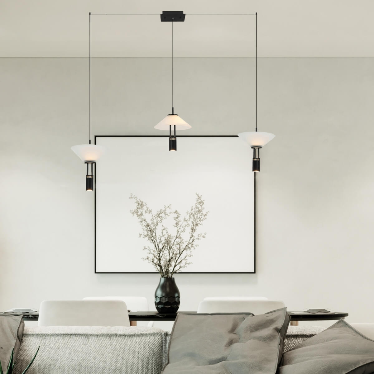 Suspension ZAMBELIS 28W Dimmable Direct/Indirect DESIGN Noir Mat