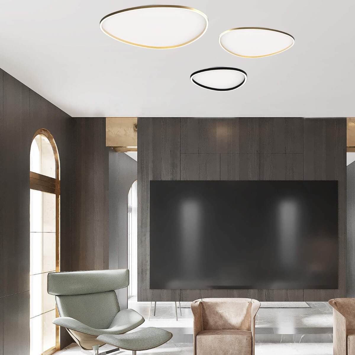 Plafonnier ZAMBELIS 58W Dimmable DESIGN Or Mat 23213