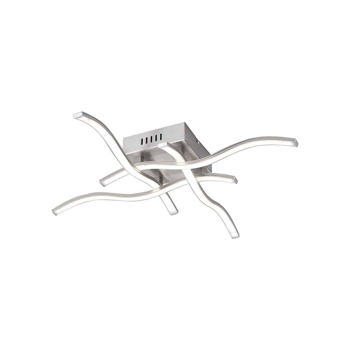 Photo produit détourée sur fond blanc, plafonnier vu de dessous avec ses bras courbes.