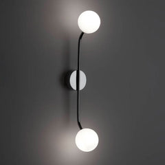 Applique murale Pep en verre, noir et blanc, 2 lumières, hauteur 48 cm