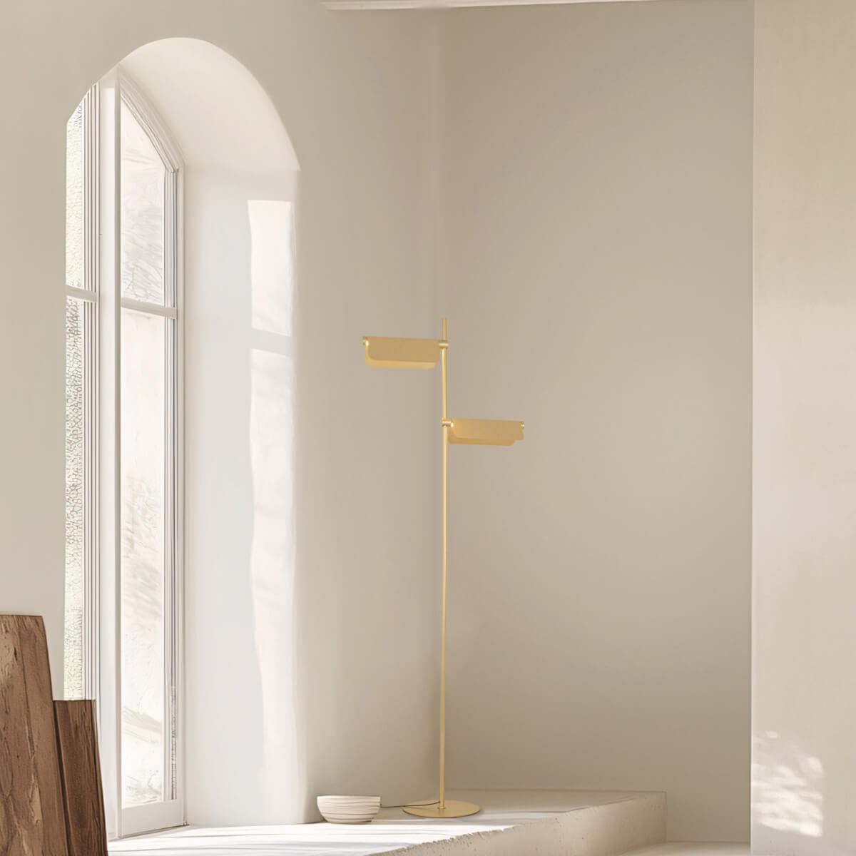 Lampe Sur Pied ZAMBELIS 12W Dimmable DESIGN Or Brosse 25194