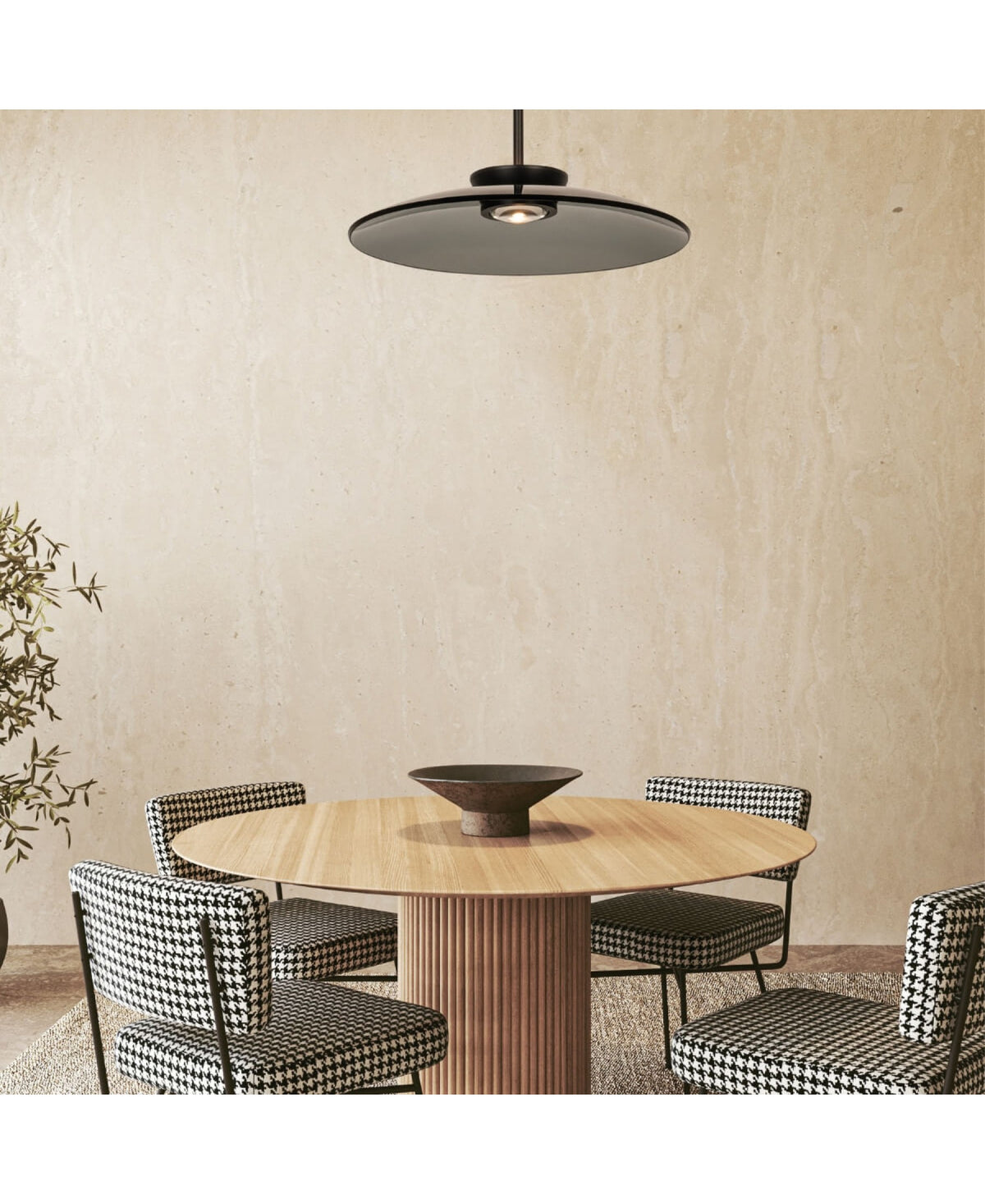 Suspension ZAMBELIS D500 31W Direct/Indirect CCT Dimmable DESIGN Verre Fume et Noir Mat 25275