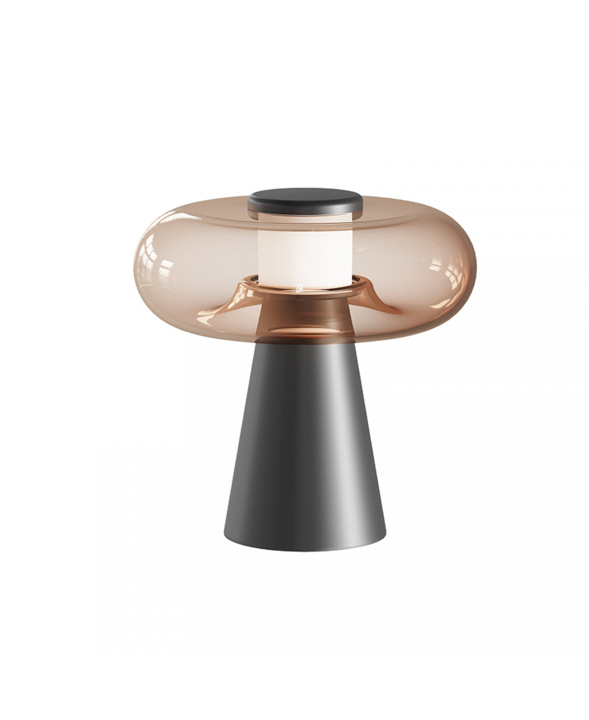 Lampe Sur Table ZAMBELIS Tactile D350 18W Dimmable DESIGN Verre Brun et Noir Sable 25276