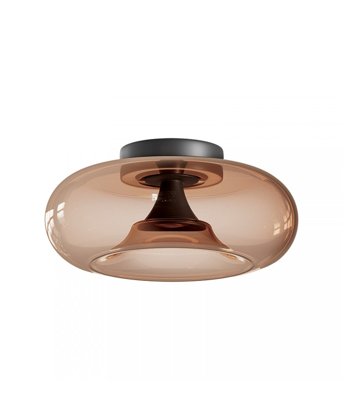 Plafonnier ZAMBELIS D350 30W CCT Dimmable DESIGN Verre Brun et Noir Mat 25278