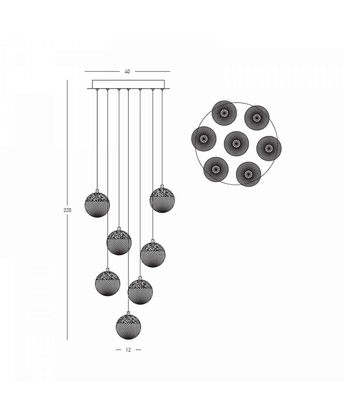 Suspension ZAMBELIS D430 52W Dimmable DESIGN Or Mat 25325