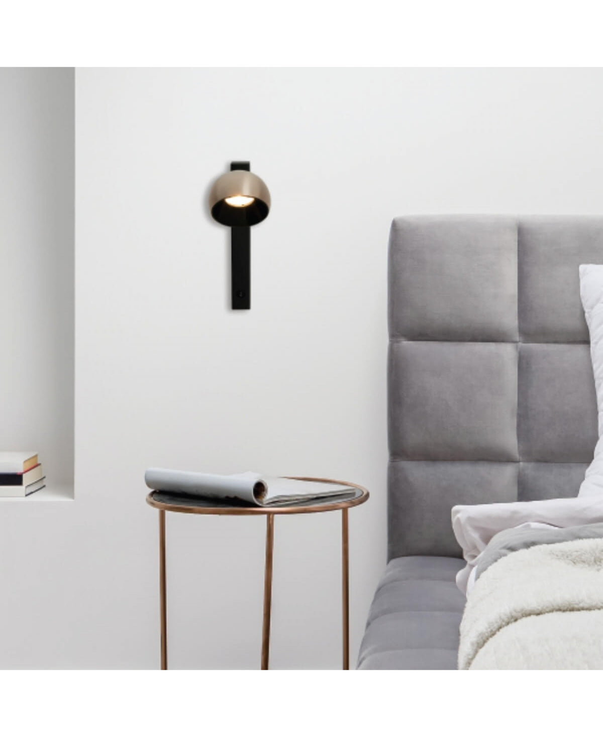 Applique Murale ZAMBELIS 13W Dimmable DESIGN Noir Sable et Champagne Brosse 25340