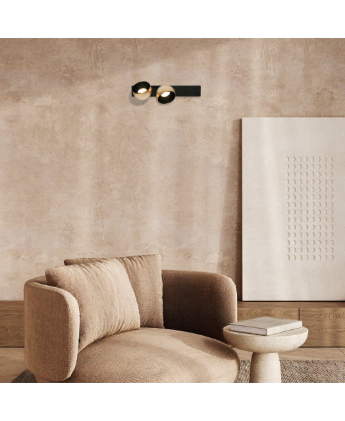 Applique Murale ZAMBELIS 25W Dimmable DESIGN Noir Sable et Champagne Brosse 25342