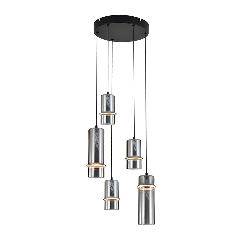 Suspension ZAMBELIS D300 20W Dimmable DESIGN Verre Fume et Noir Sable 2535