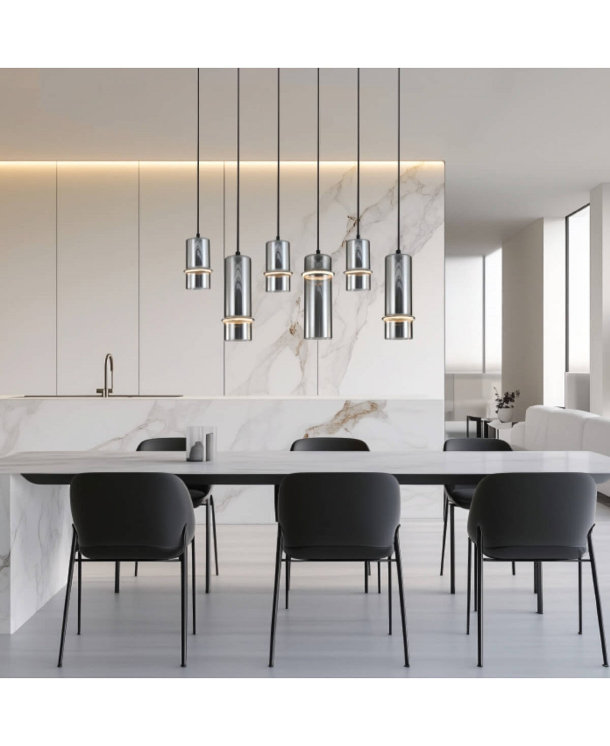 Suspension ZAMBELIS 26W Dimmable DESIGN Verre Fume et Noir Mat 2537