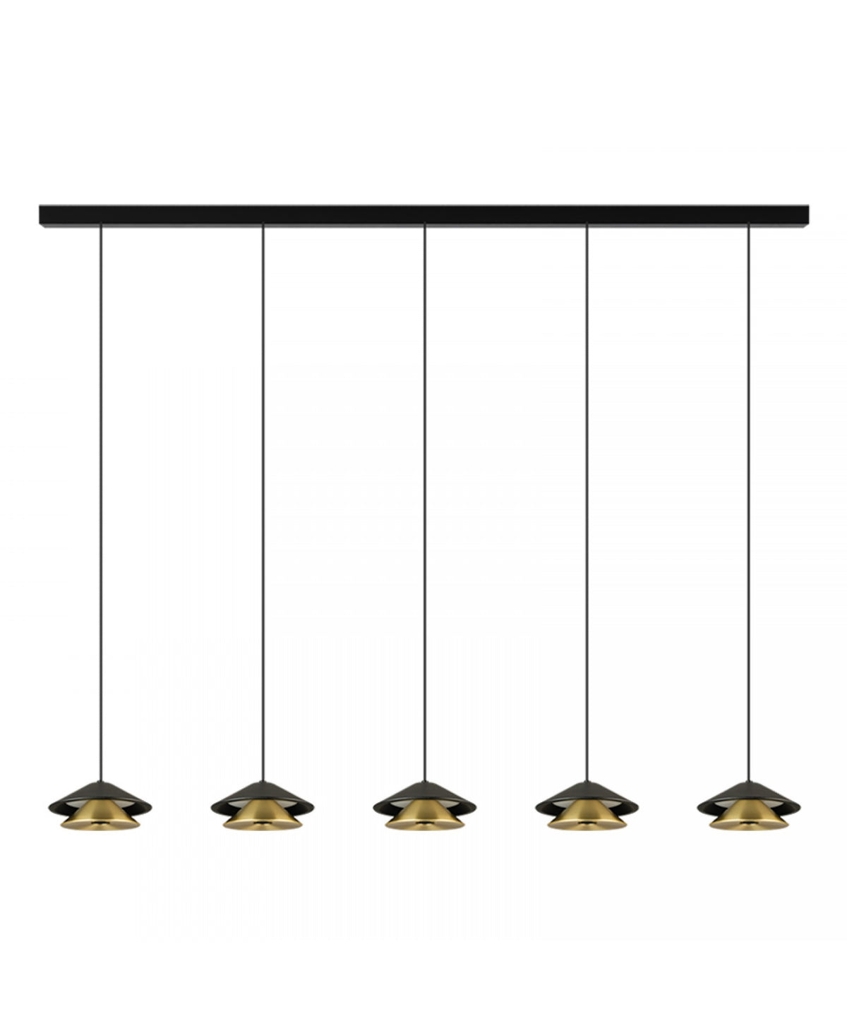 Suspension ZAMBELIS 5x9W DESIGN Noir Sable et Or Brosse 25452