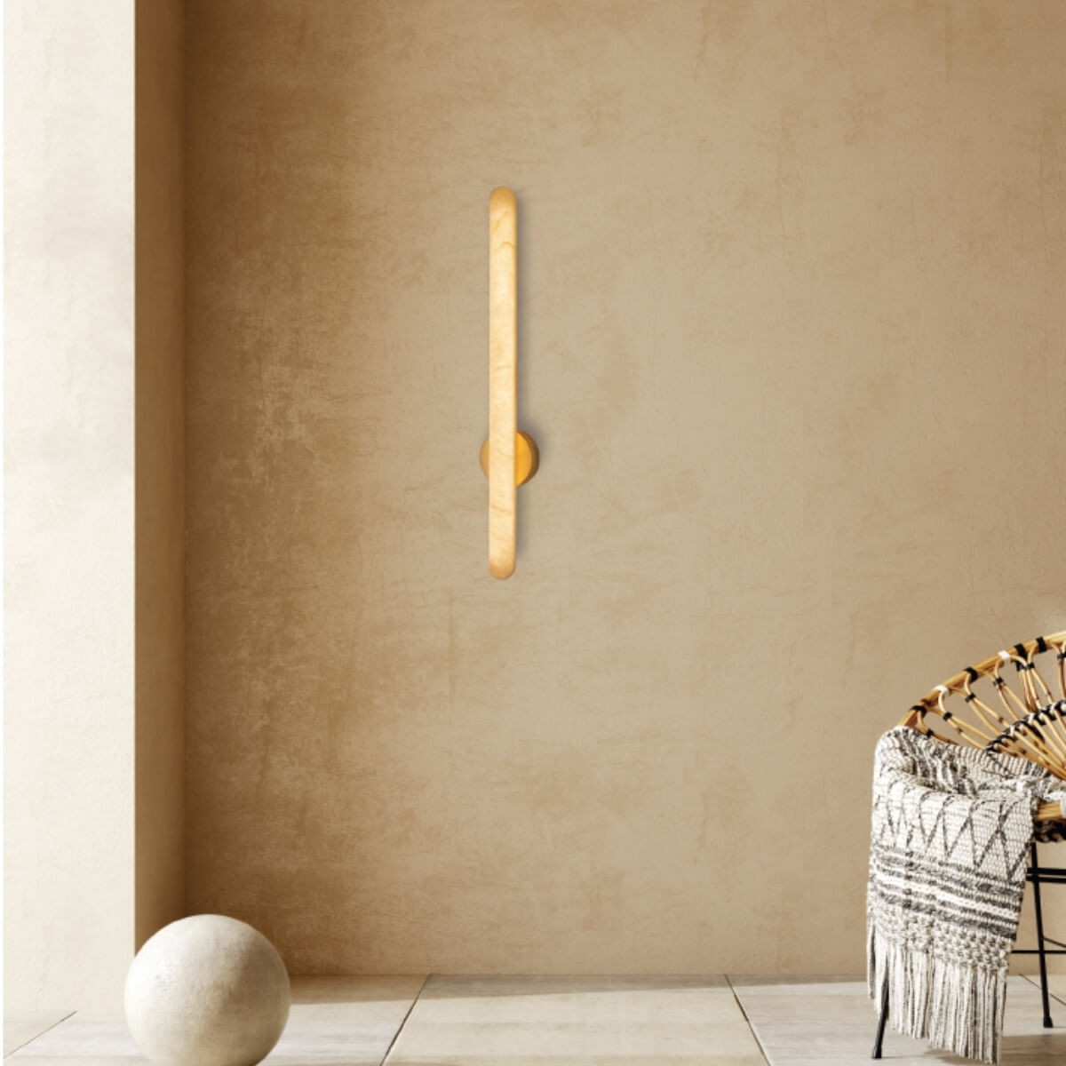 Applique Murale ZAMBELIS 19W Dimmable DESIGN Albatre Blanc et Laiton 2548