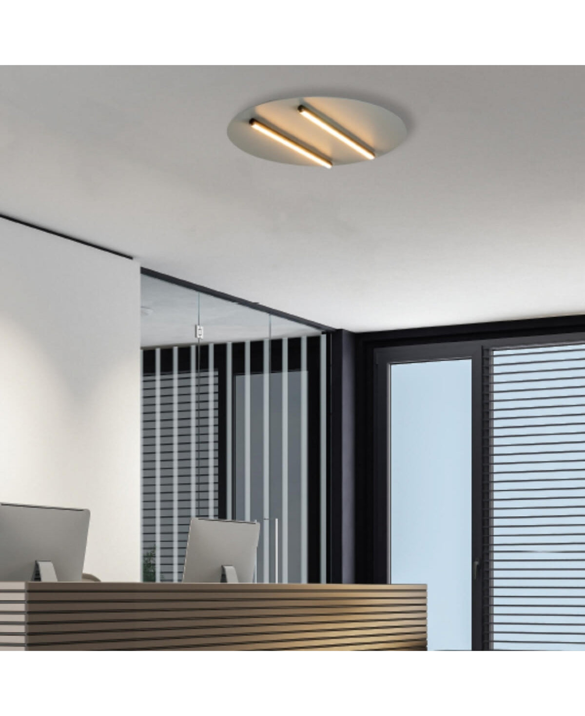 Plafonnier ZAMBELIS D400 28W Dimmable DESIGN Gris Sable et Noir Mat 2568