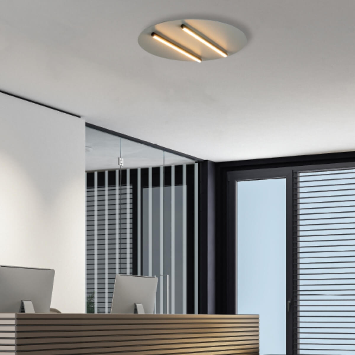 Plafonnier ZAMBELIS D400 28W Dimmable DESIGN Gris Sable et Noir Mat 2568
