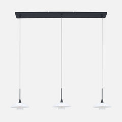 Black 3-light pendant lamp, white glass diffusers | Tallerken