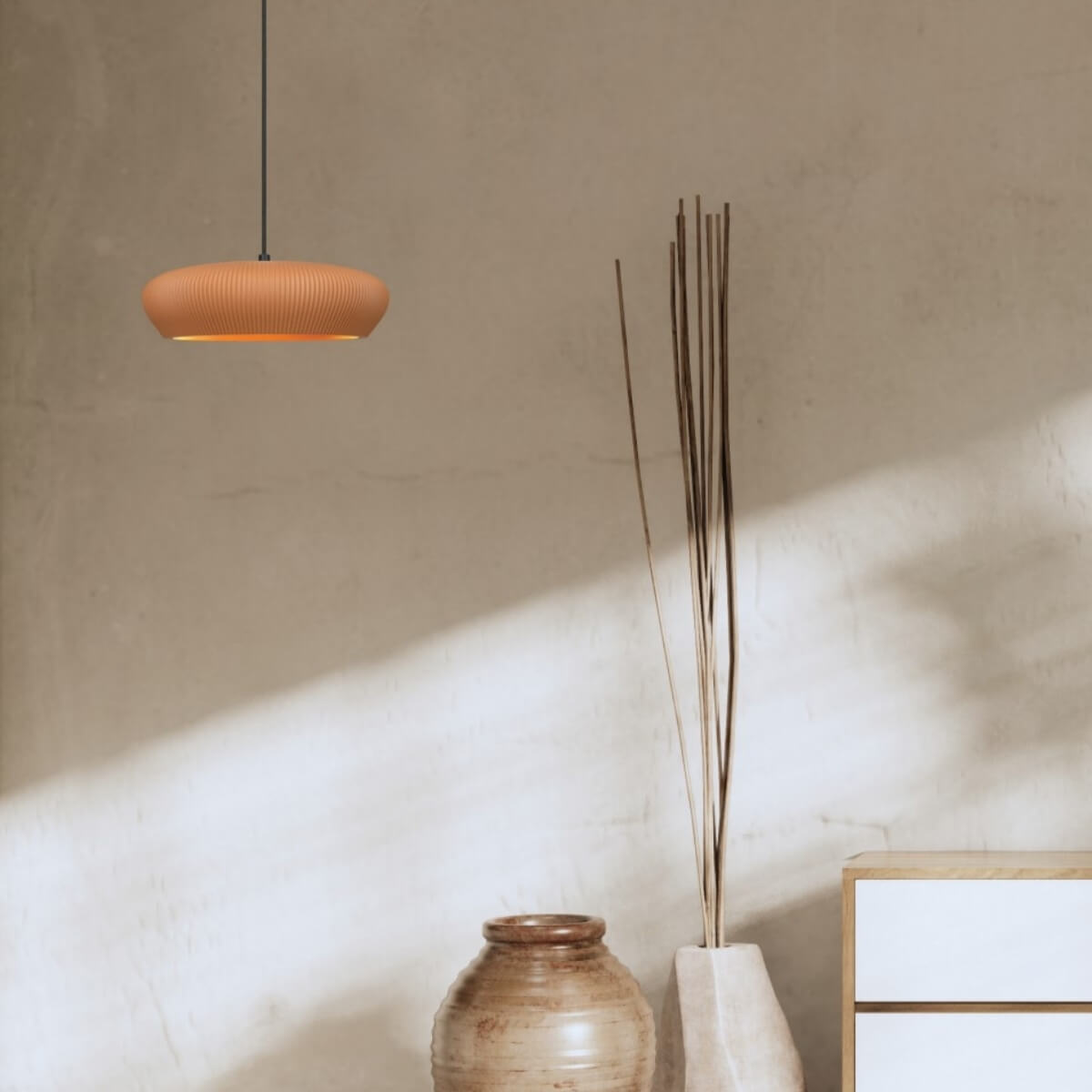 Suspension ZAMBELIS D285 2xG9 DESIGN Terracotta et Noir Sans Source 2591